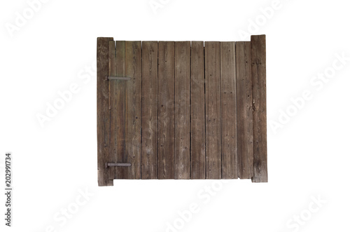 Fototapeta Naklejka Na Ścianę i Meble -  Wooden closed gate, isolated on white