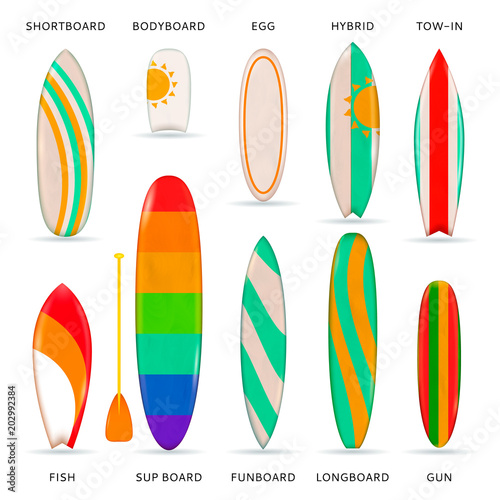 Surfboards Colored Realistic Collection