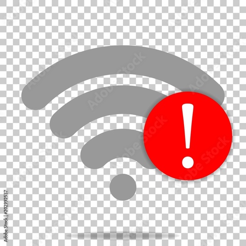 No WiFi vector icon on transparent  background. Wi-Fi logo illustration. Lack of internet