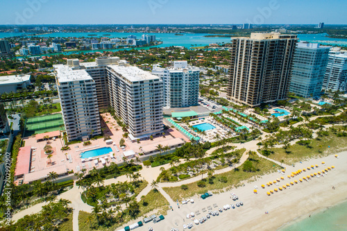 Aerial beach apartment buildings Miami Florida © Felix Mizioznikov