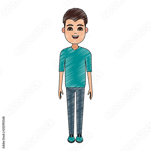 Young man cartoon with casual clothes vector illustration graphic design