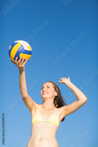 woman serve at a volley ball match 