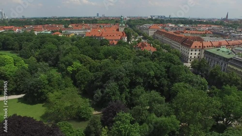 Aerial of Munich with buildings and garden photo