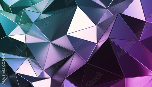 Abstract 3d rendering of triangulated surface. Modern background. Futuristic polygonal shape. Low poly minimalistic design for poster, cover, branding, banner, placard.