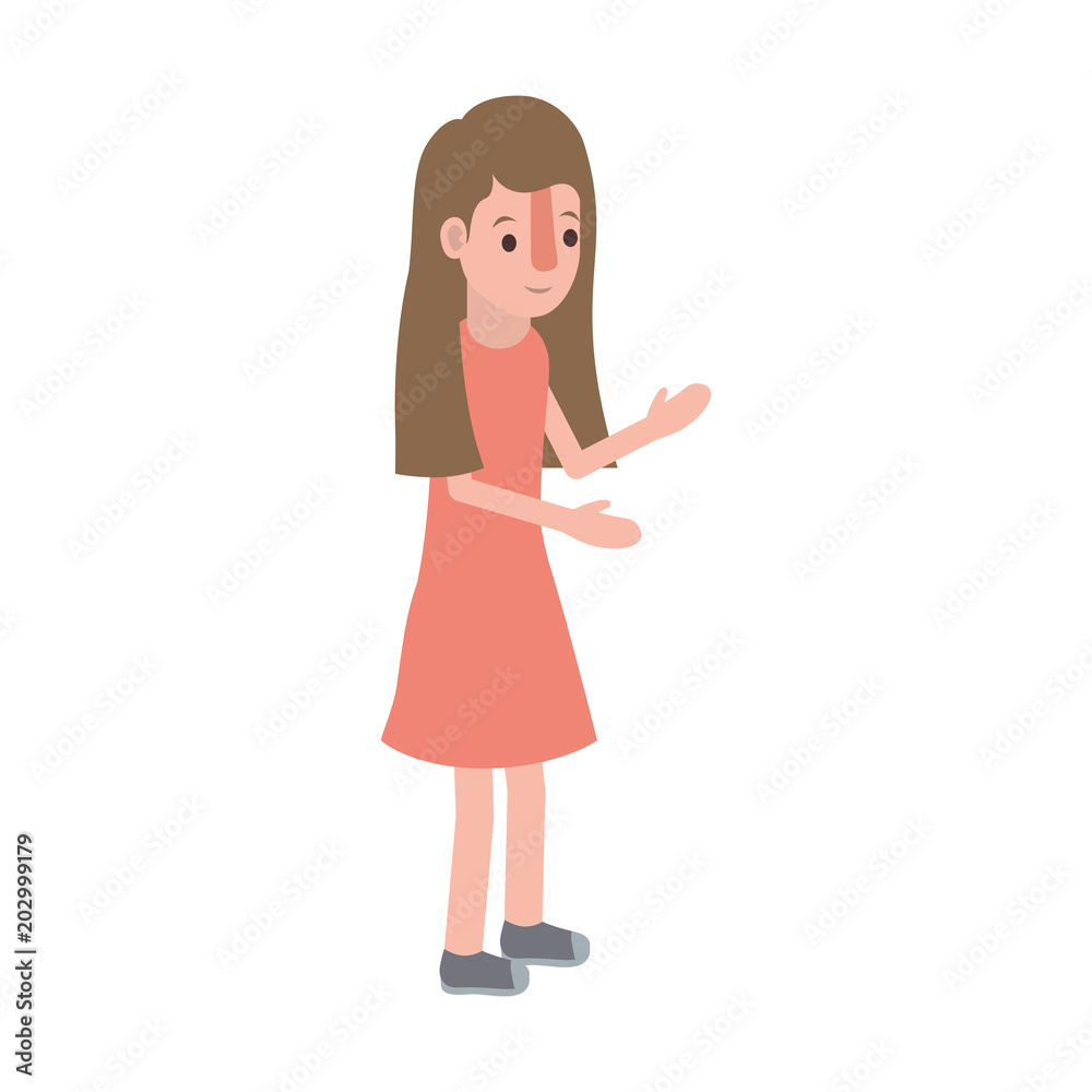 isometric little girl character vector illustration design