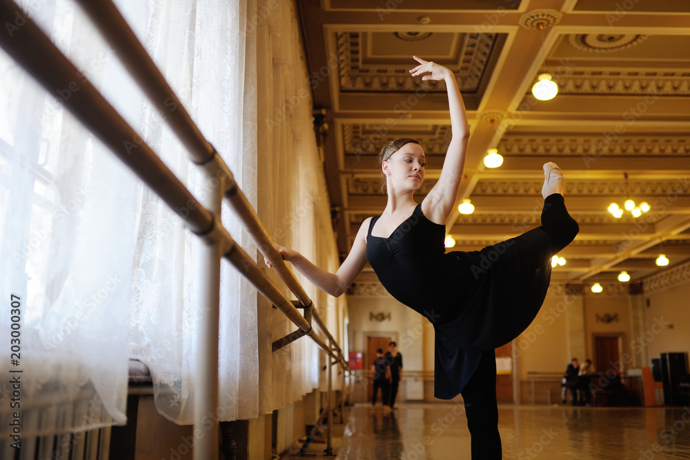 Obraz premium Beautiful ballerina rehearsal in ballet class