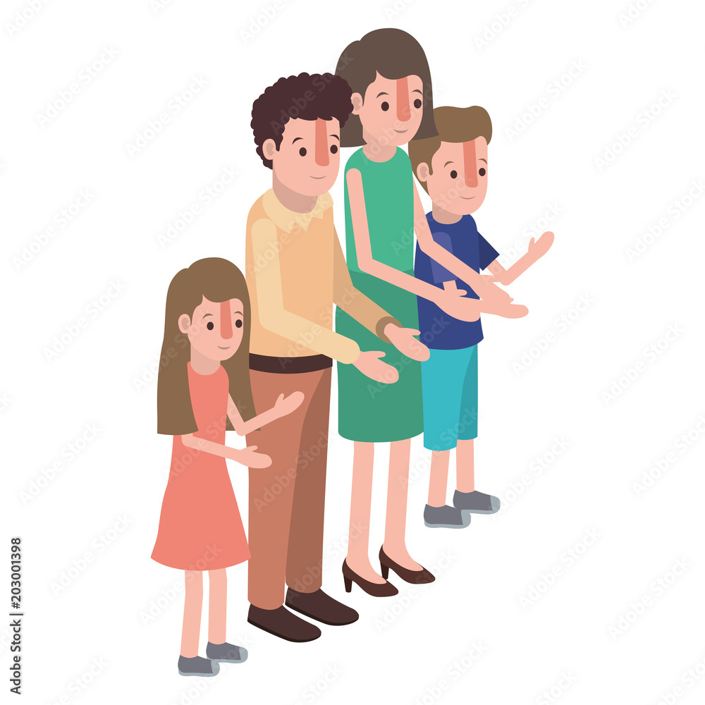 parents couple with son and daughter isometric vector illustration design parents couple with son and daughter isometric vector illustration design