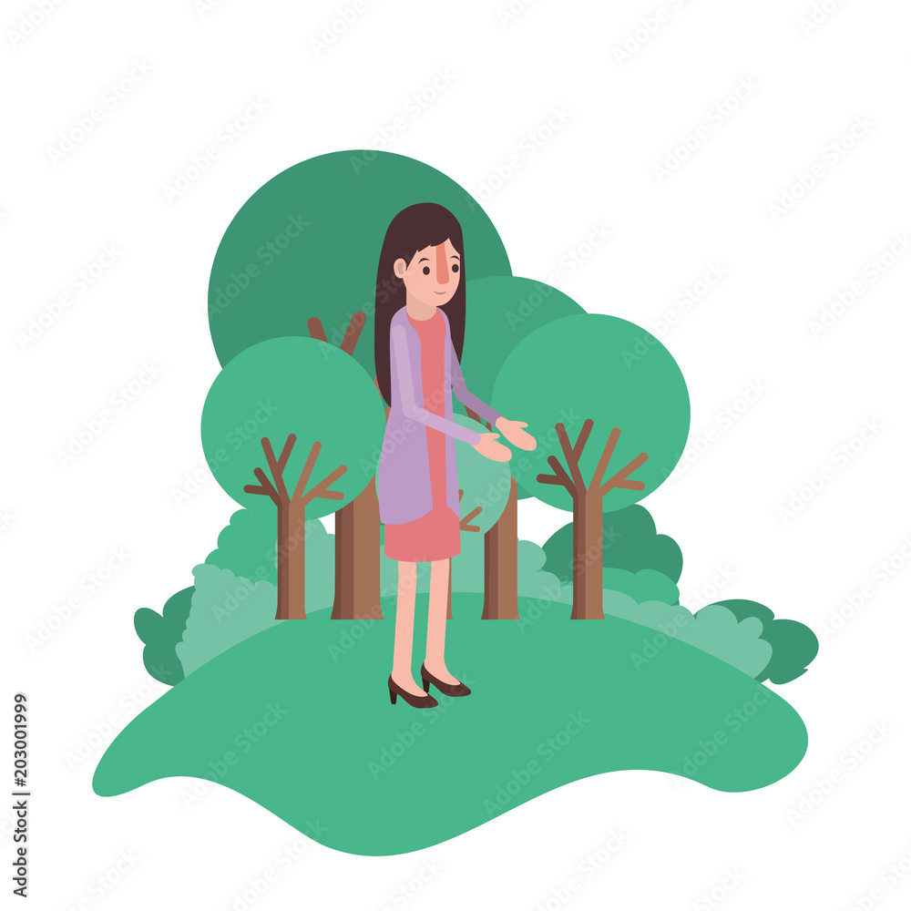 isometric woman in field landscape avatar character vector illustration design isometric woman in field landscape avatar character vector illustration design