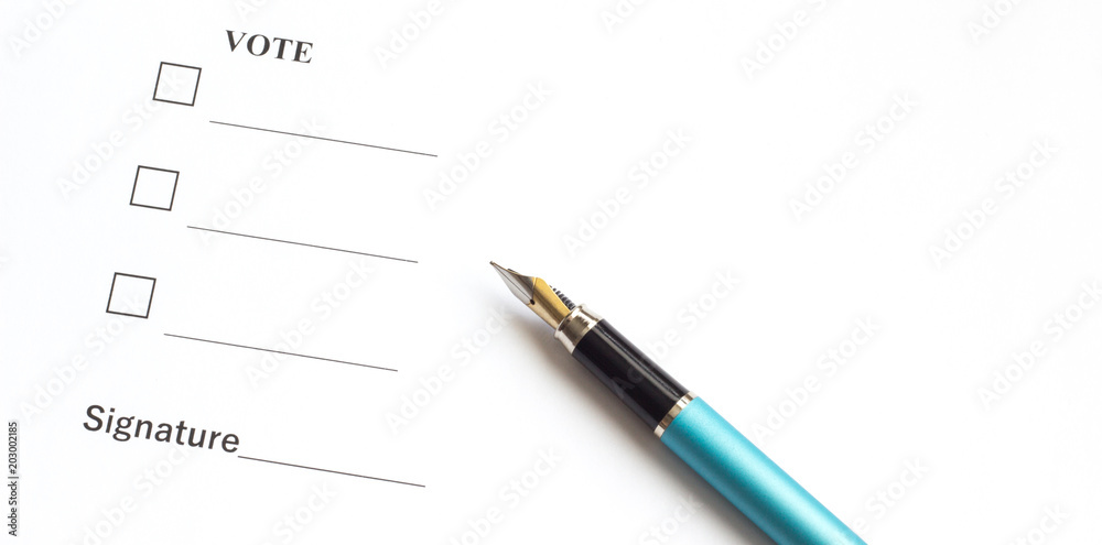 One document for voting and signing, close-up One document for voting and signing, close-up