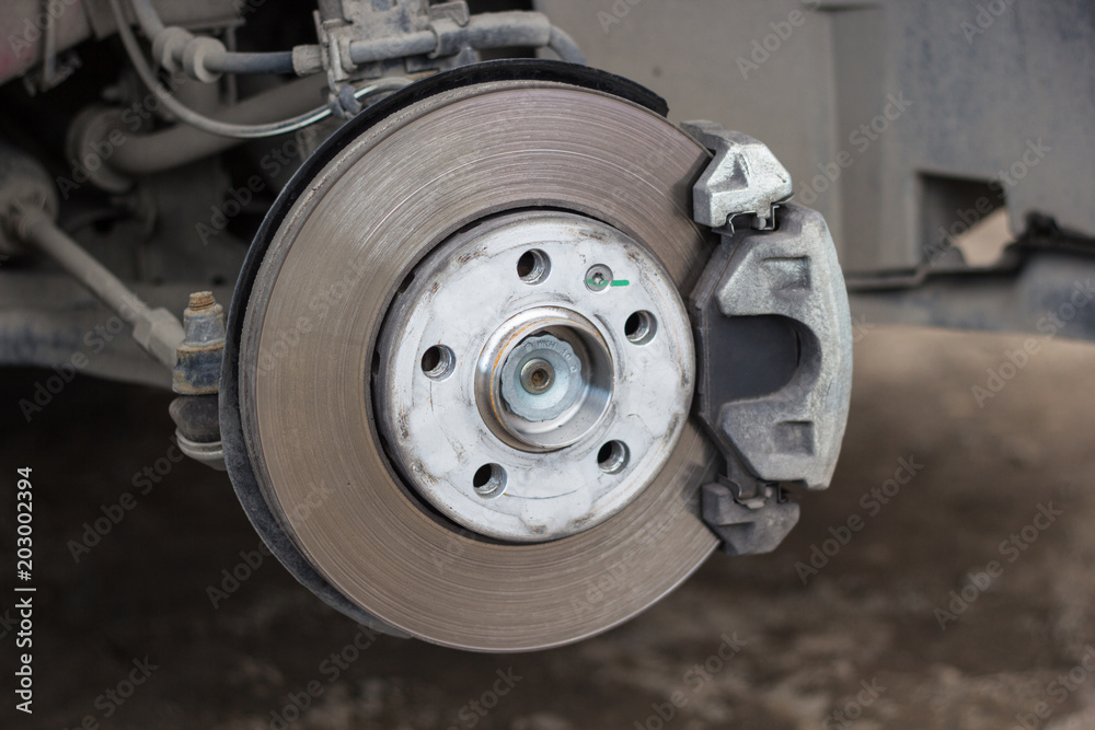 Brake disk and detail of a wheel hub
