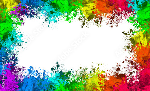 Fototapeta Naklejka Na Ścianę i Meble -  Multi-Color Paint Splatter Border/Background