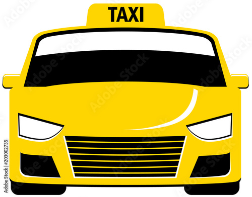 Yellow taxi cab in front view vector