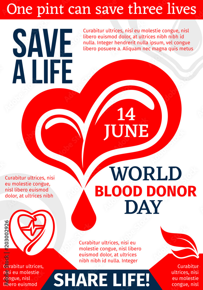 Heart with drop of blood medical banner design