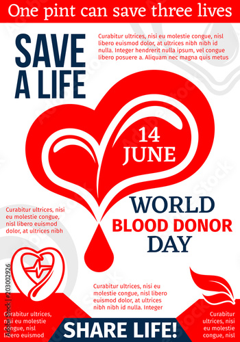 Heart with drop of blood medical banner design