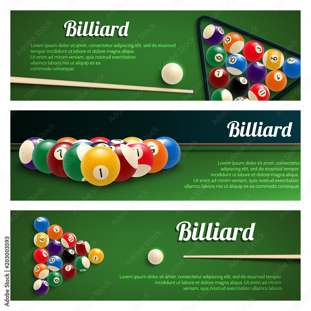 Fototapeta premium Billiards sport banner for snooker and pool design