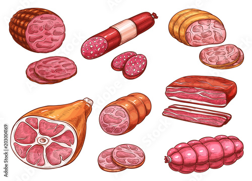 Sausage sketch of beef and pork meat product