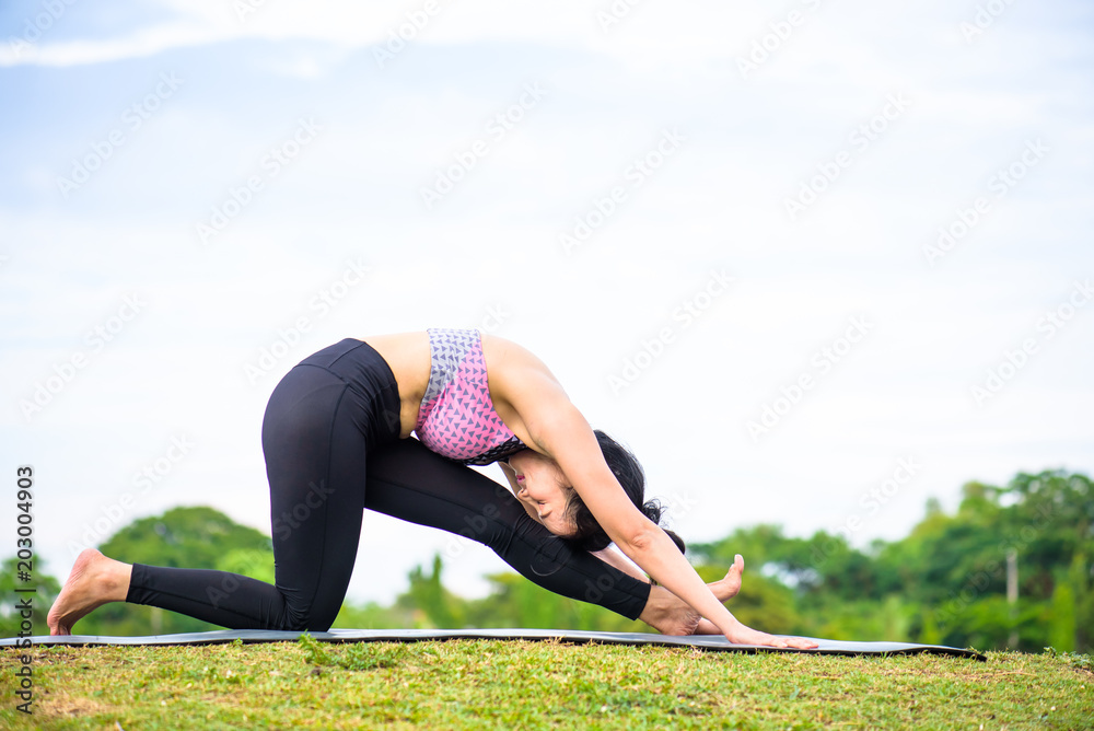 Fototapeta premium Exercise with healthy yoga and massage therapies.
