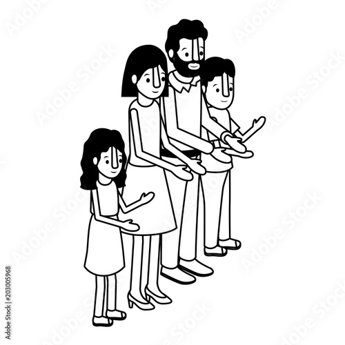 parents couple with son and daughter isometric vector illustration design © grgroup