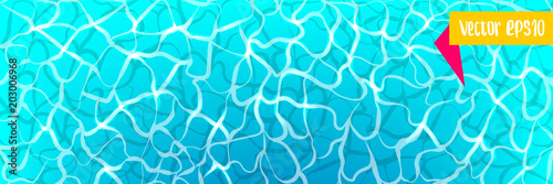 Hello summer pattern poster. Sea water pool waves vector background illustration. Travel tropical relax spa banner. Clear underwater template.