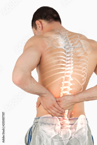 Εκτύπωση καμβά Highlighted spine of man with back pain
