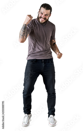 Portrait of tattooed man isolated