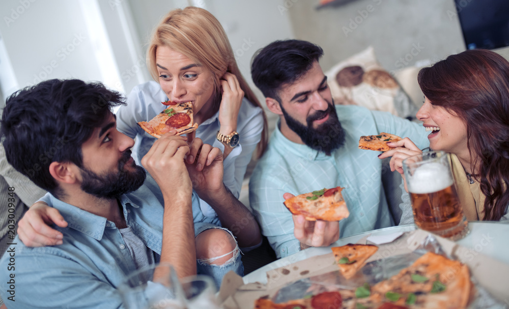 Friends eating pizza Friends eating pizza