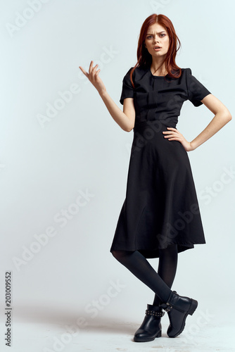 young woman in black dress