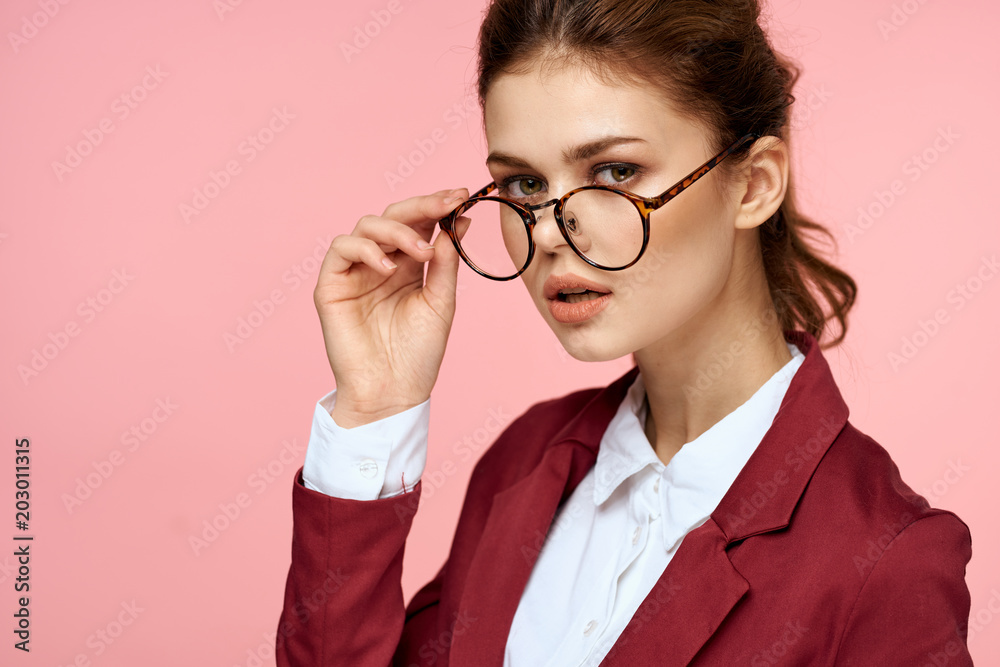 young woman with glasses