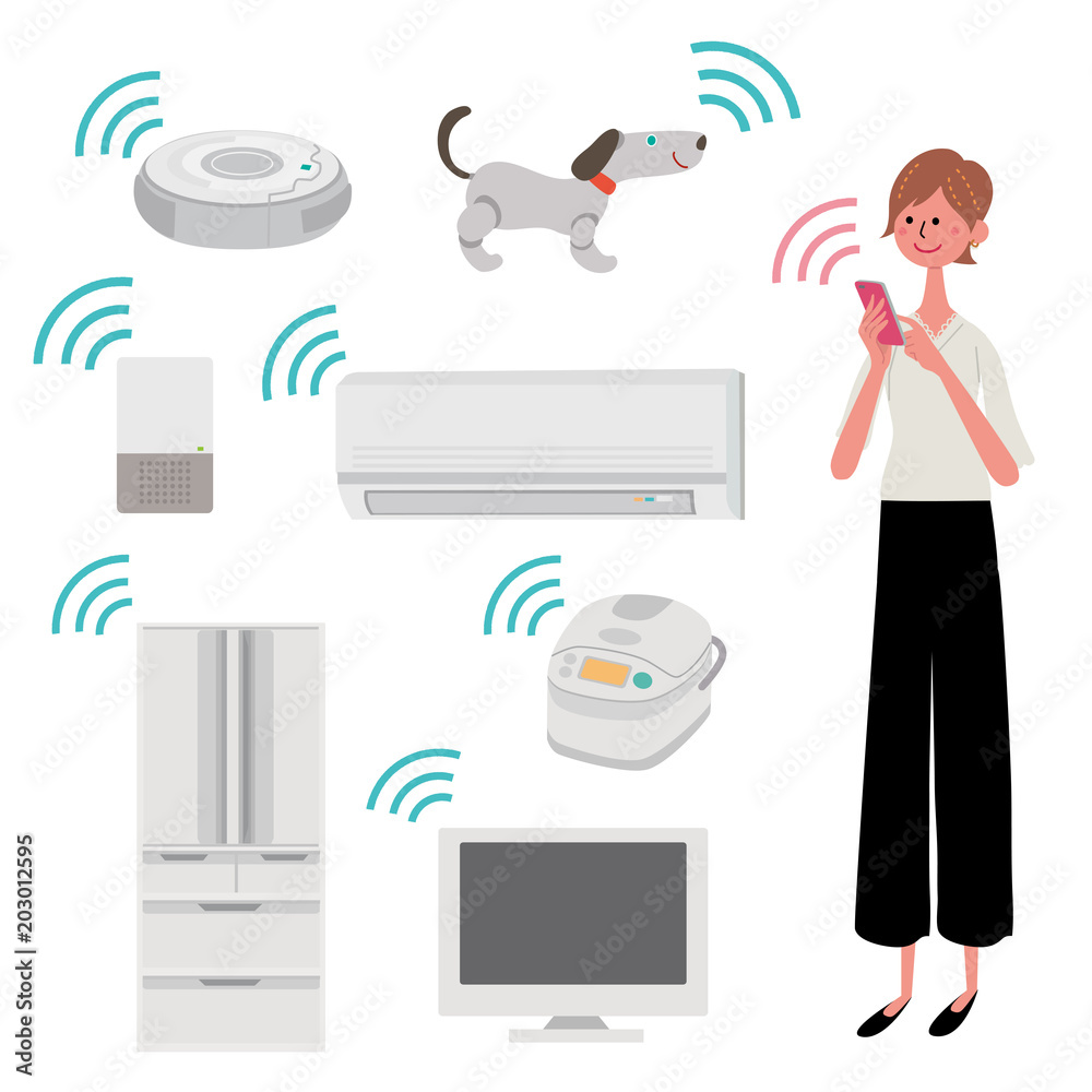 Ai家電のある暮らし イラスト 女性 Stock Vector Adobe Stock