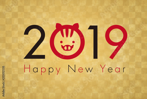 背景金色年賀状素材 19 いのしし 亥 ポップ Stock Vector Adobe Stock