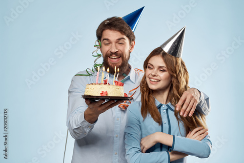 Birthday celebration young couple