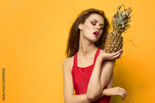 woman with pineapple 