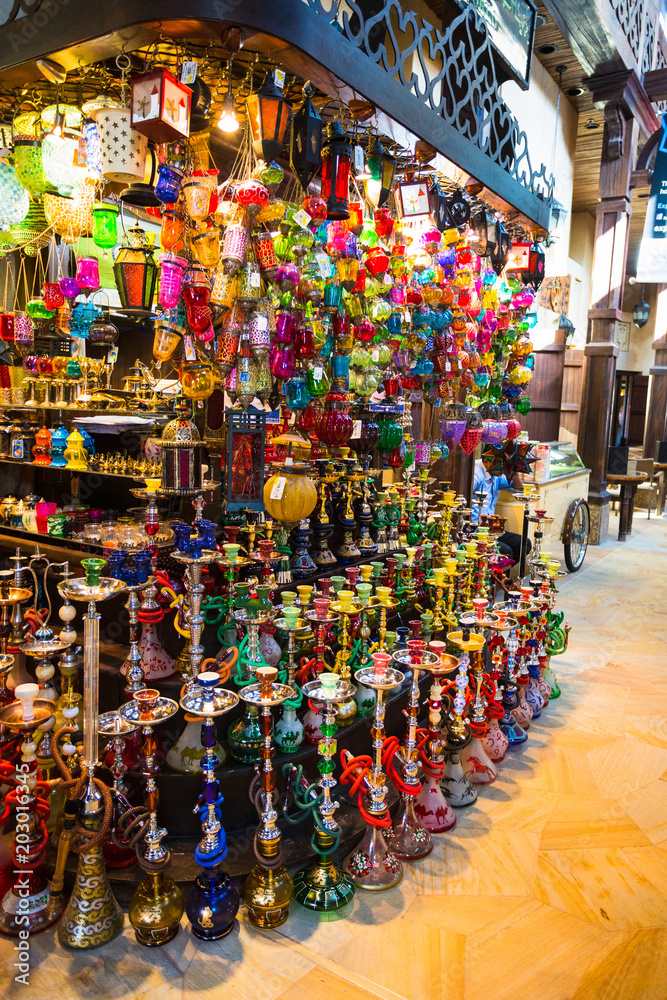 Arab street lanterns in the city of Dubai