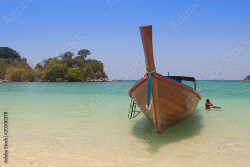 Traditional Thai boats on the beach. Thailand