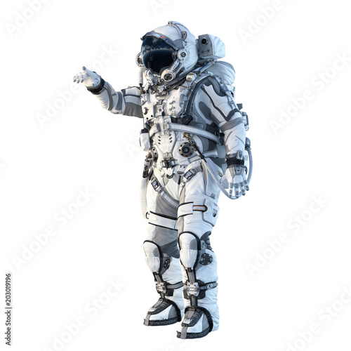 Astronaut on white. Mixed media