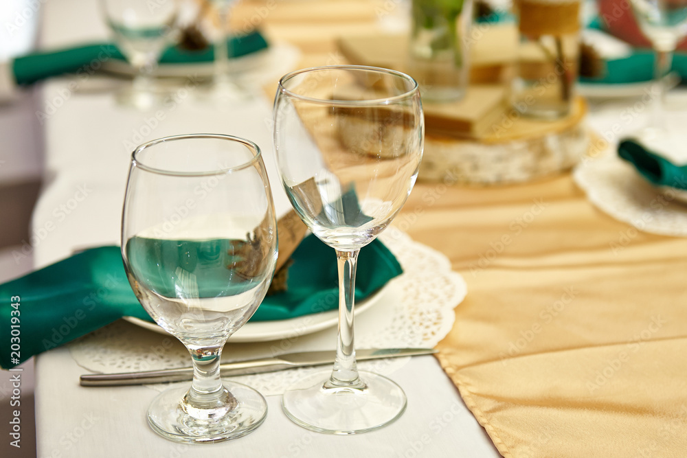 Serving table for a festive dinner Serving table for a festive dinner