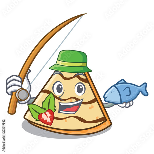 Fishing crepe mascot cartoon style