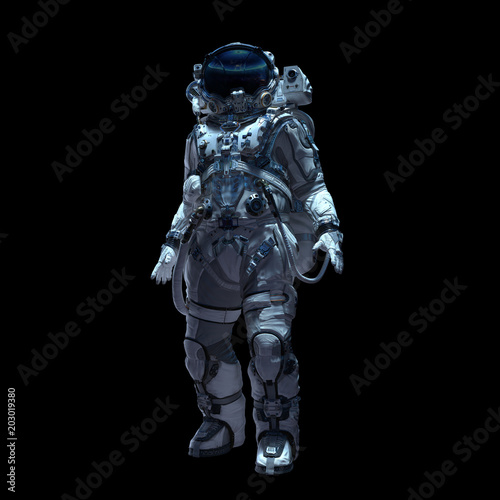 Astronaut in darkness. Mixed media