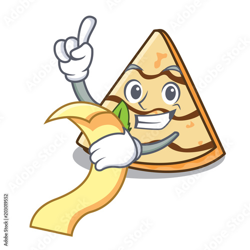 With menu crepe mascot cartoon style