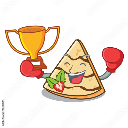 Boxing winner crepe mascot cartoon style