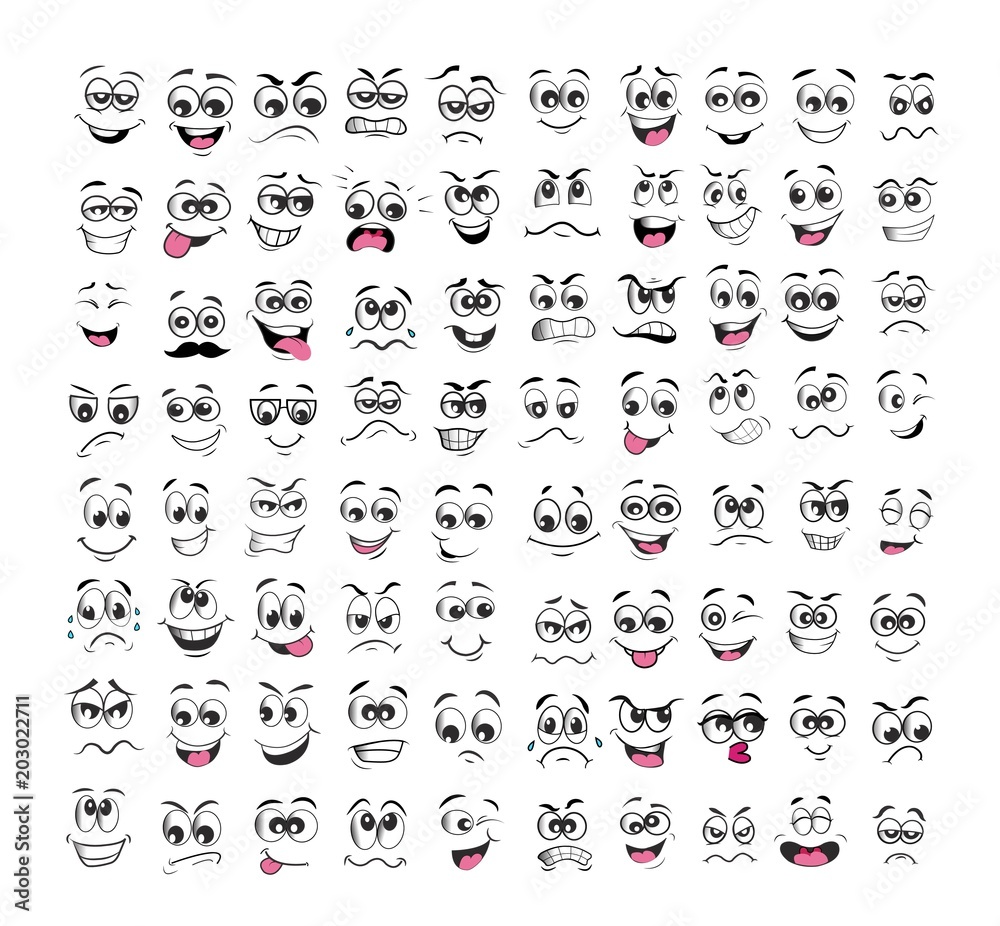 face expression set cartoon. emotion vector illustration Stock Vector |  Adobe Stock