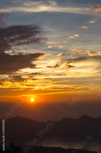 Sunrise seen from Mount Batur in Bali, Indonesia