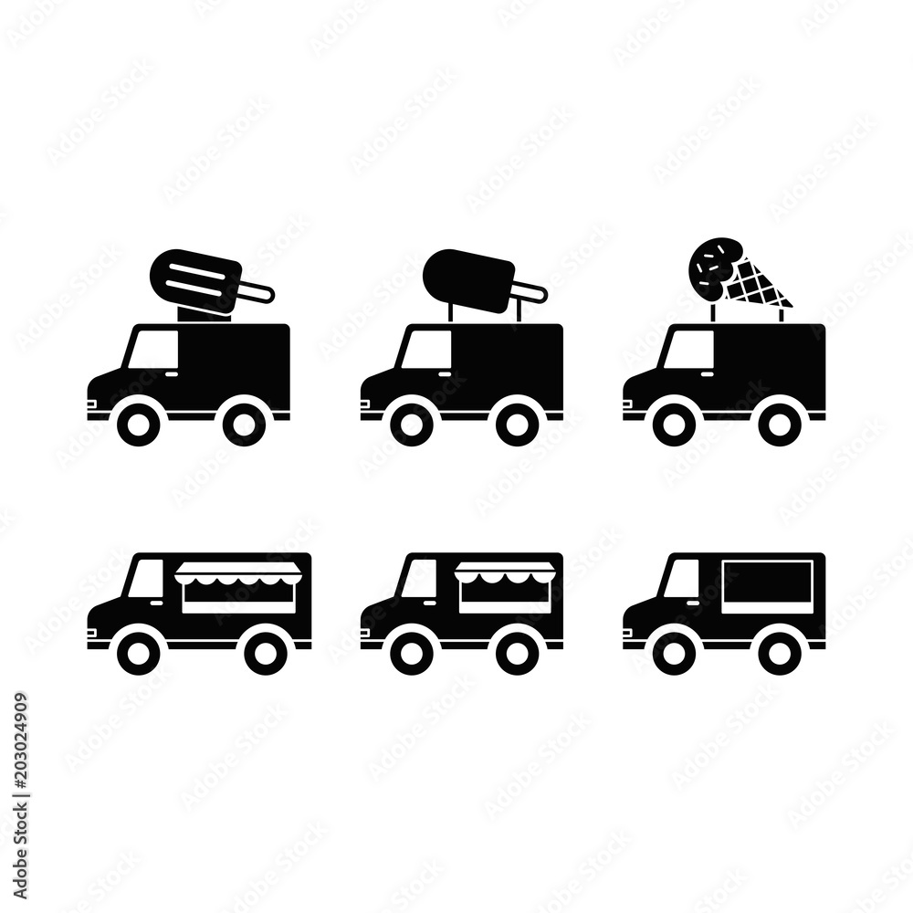 Ice cream truck icon set