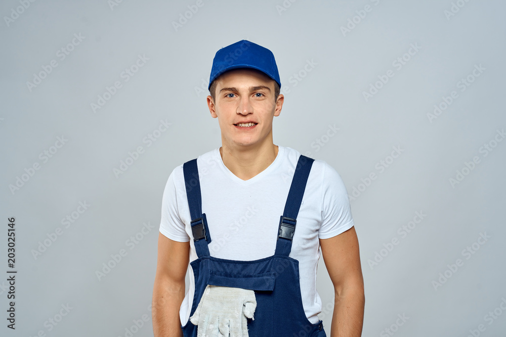 courier smiles on light background courier smiles on light background