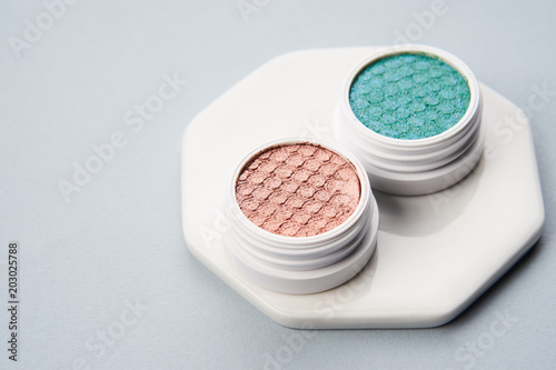 shadows on a blue background cosmetics