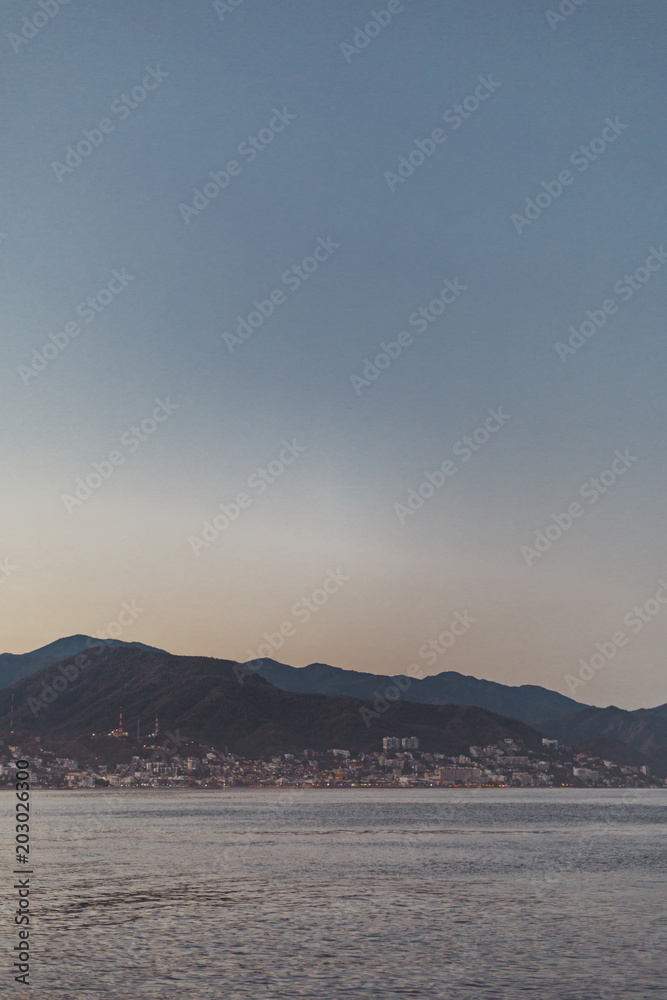 Sunrise over the ocean and beach in Puerto Vallarta, Mexico