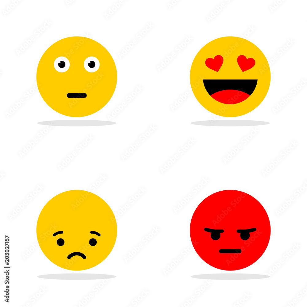 A set of smileys. A crusty, happy, angry face. Yellow face with emotions. Facial expression