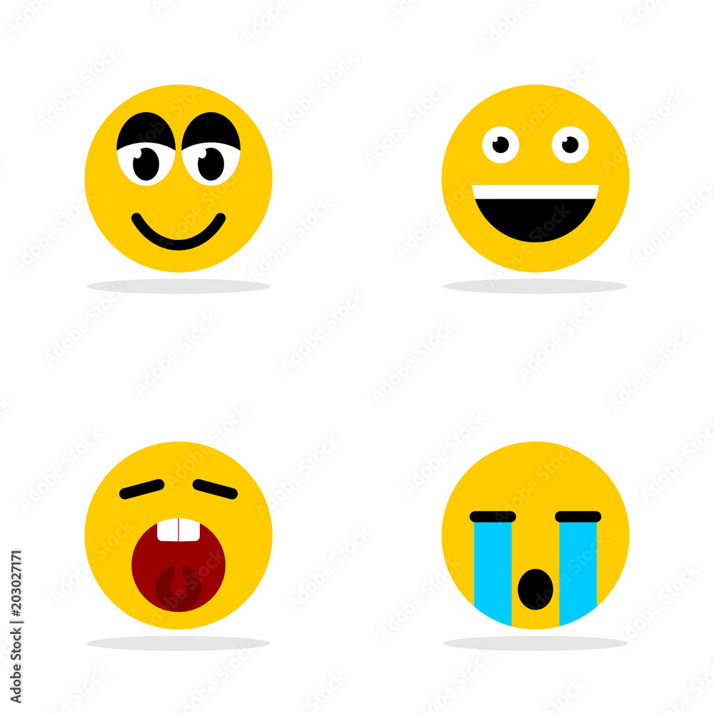 A set of smileys. A crusty, happy, angry face. Yellow face with emotions. Facial expression A set of smileys. A crusty, happy, angry face. Yellow face with emotions. Facial expression