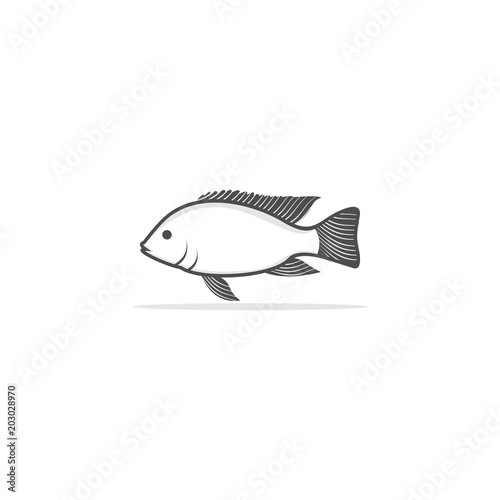 Vector tilapia. Hand drawn icon badge fish for design seafood packaging and market. abstract fish tilapia logo design