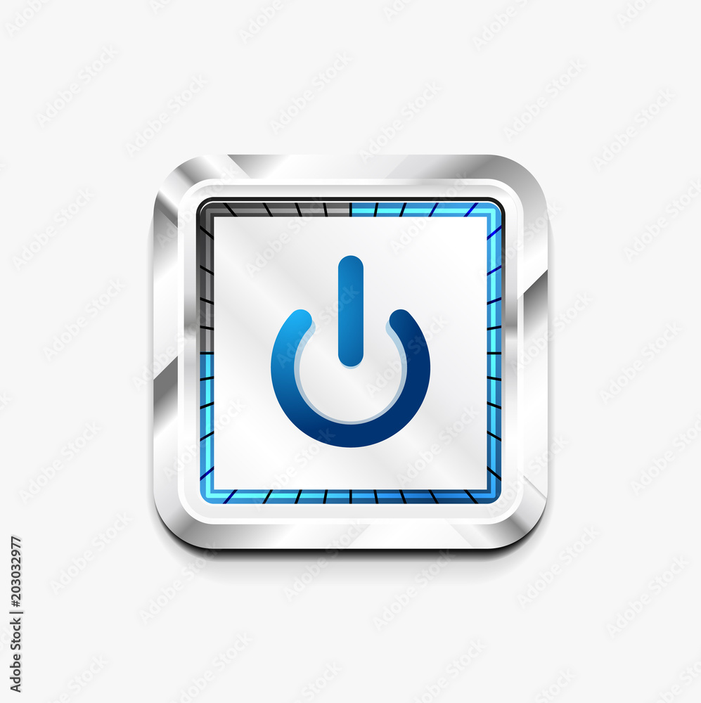 Power button technology logo, digital art techno concept, on off icon Power button technology logo, digital art techno concept, on off icon